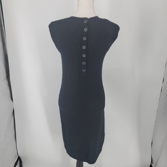 W by Worth 100% Wool Knit Sweater Dress Black Sleeveless Button Back Size Small - Picture 7 of 9